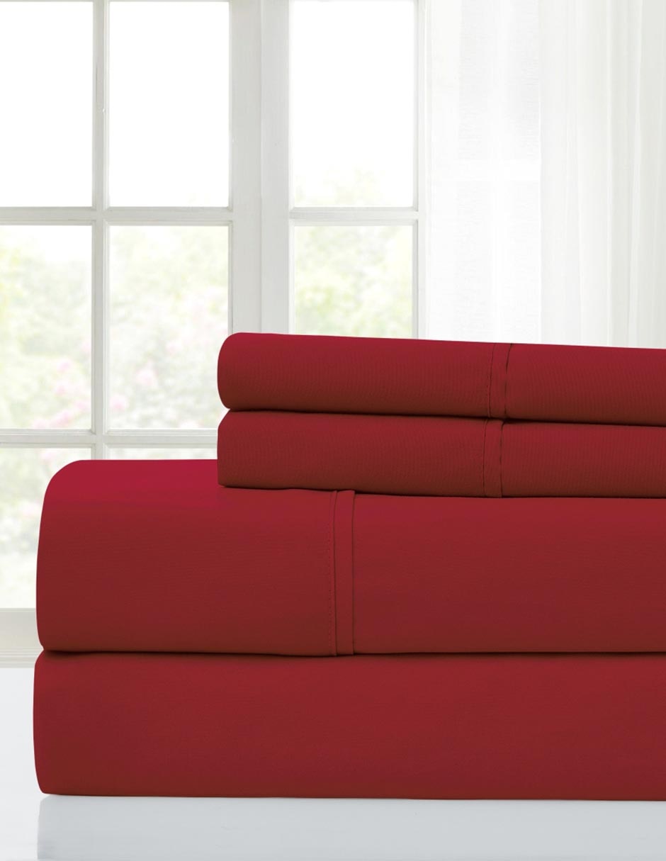 JGO SABANAS MF LISO, QS, ROJO HAUS PROM