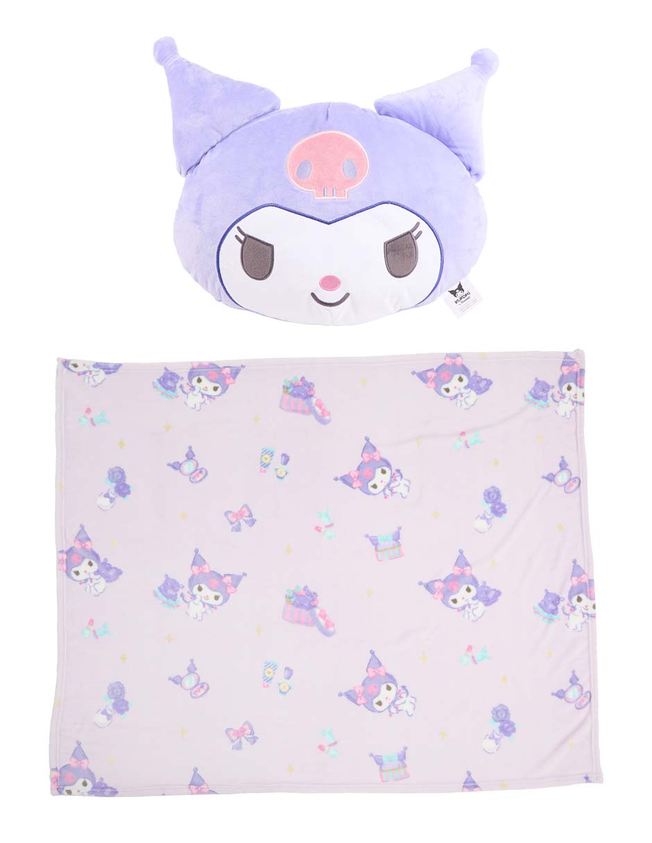 Set frazada y cojín de tejido plano Kuromi para niña