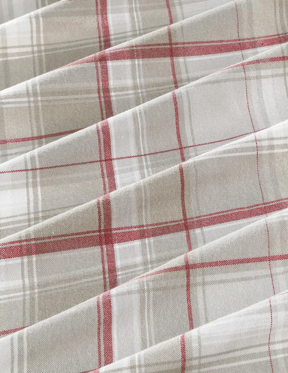 Juego de sábanas de franela 80 hilos Evie Plaid Khaki Red 3