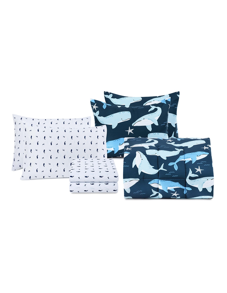 Set edredón Finnian Whales Navy Seas 7