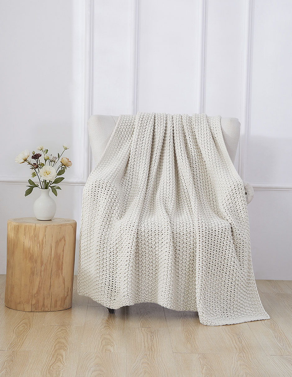 FRAZADA KNITING, ESTÁNDAR, BEIGE HAUS