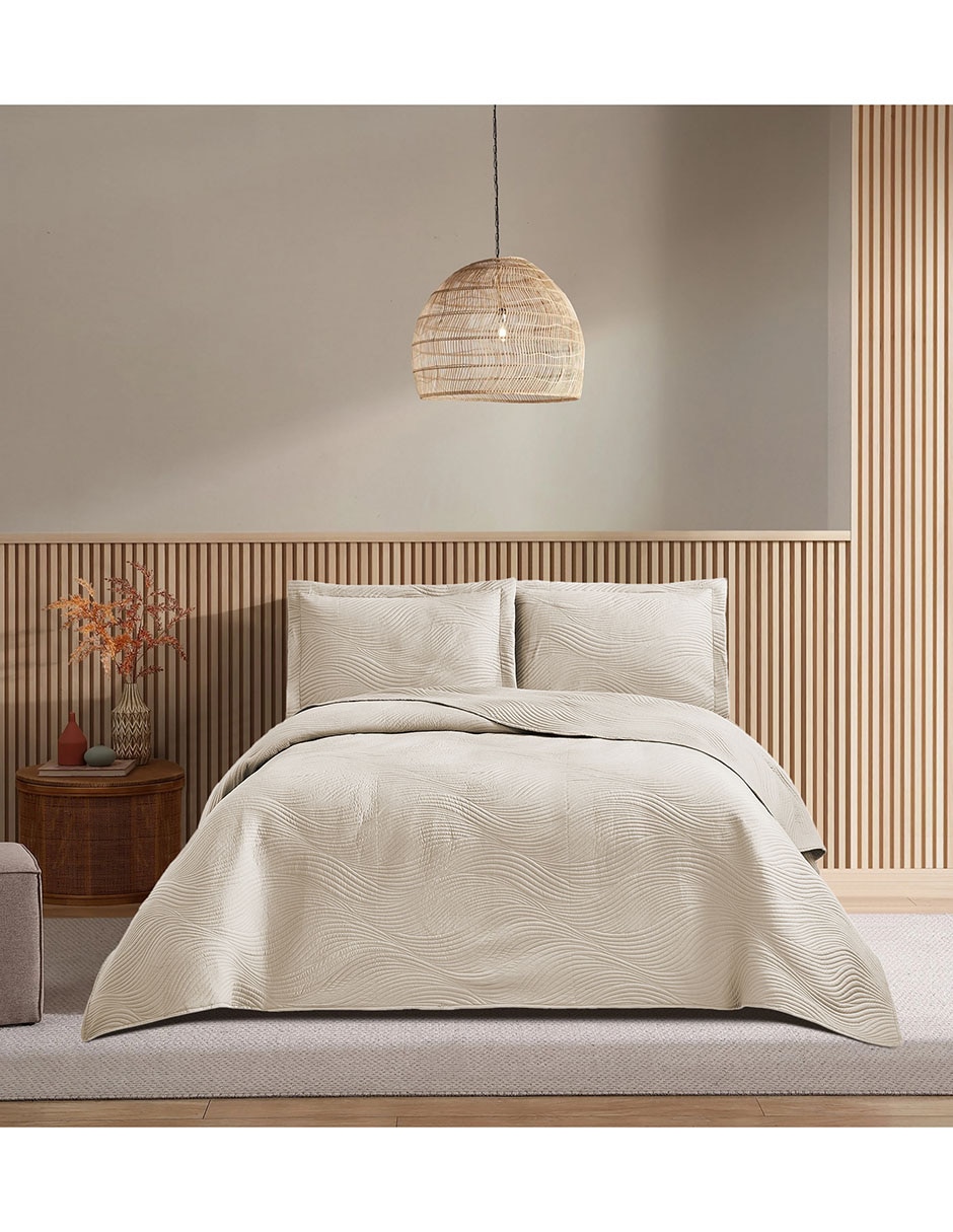 SET COLCHA ALDERIC, MAT-QS, BEIGE