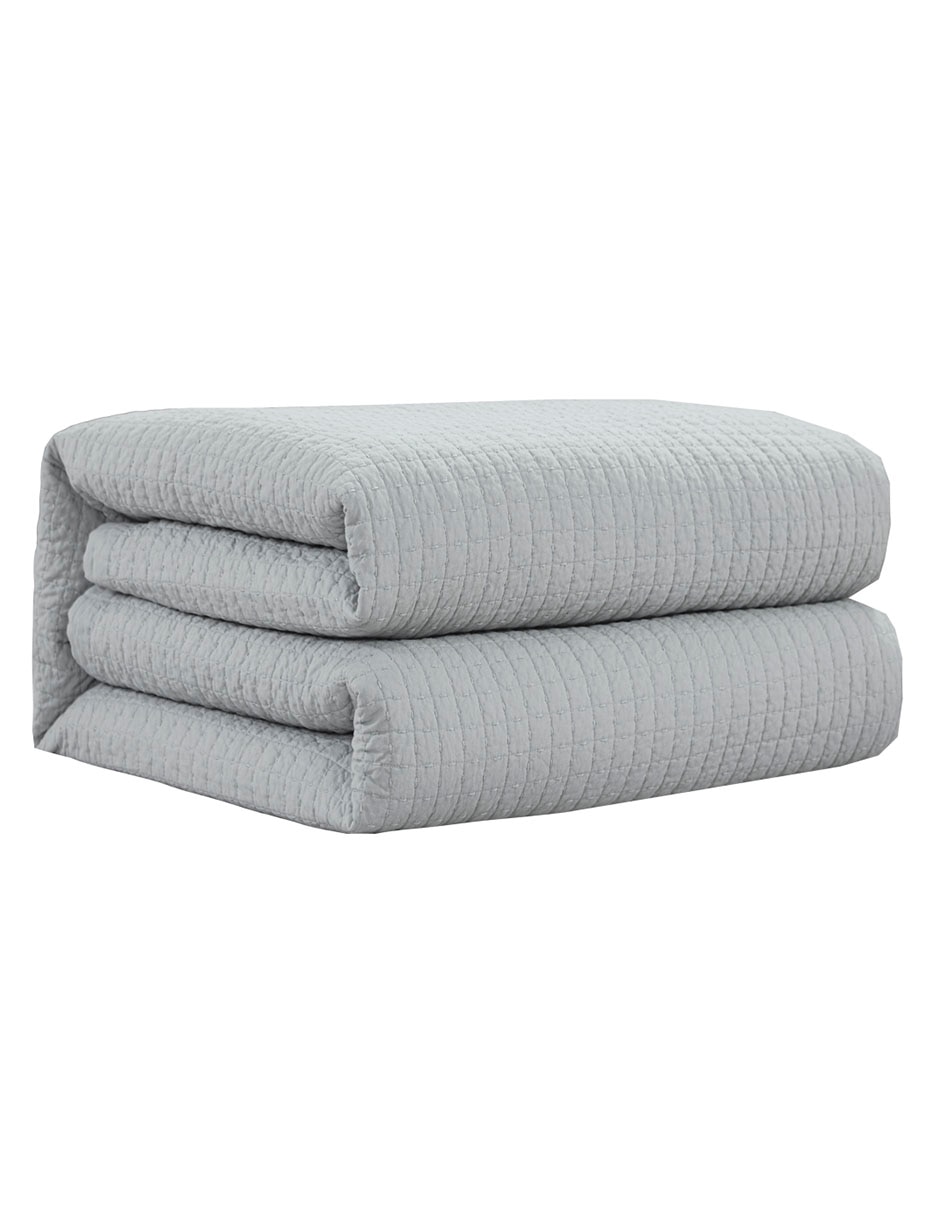 SET COLCHA COTTON SQUARE, MAT-QS, GRIS