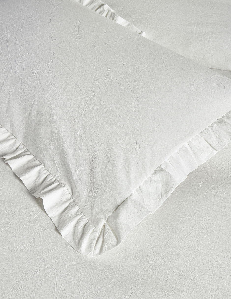 SET FUNDA DUVET COTTON RUF, KS, BLANCO