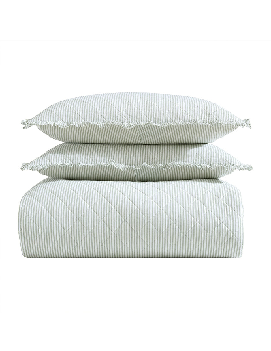 Set de colcha Oxford Stripe Green 6