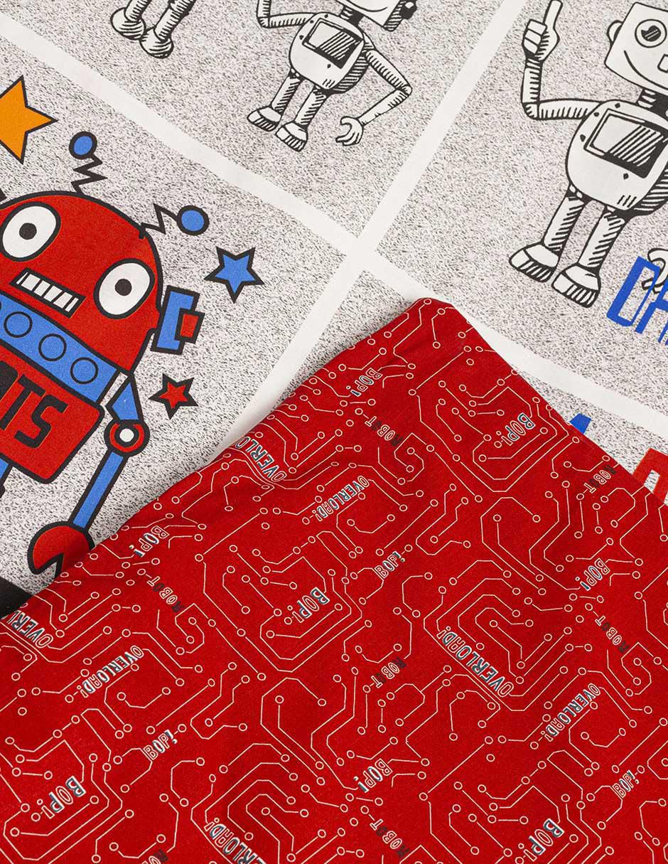 Set edredón Robots Rule Red 3