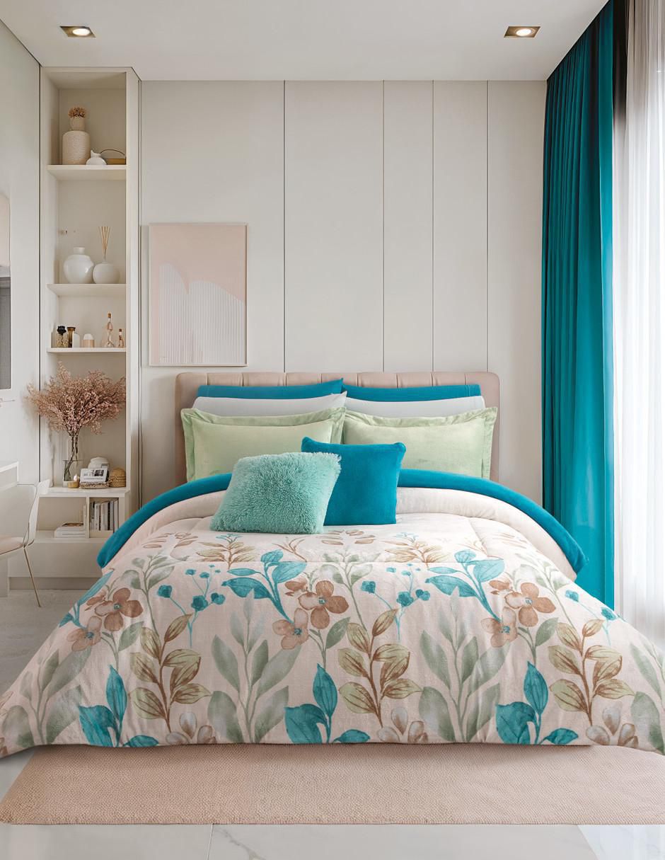 Cobertor luxpuff arrecife estampado floral