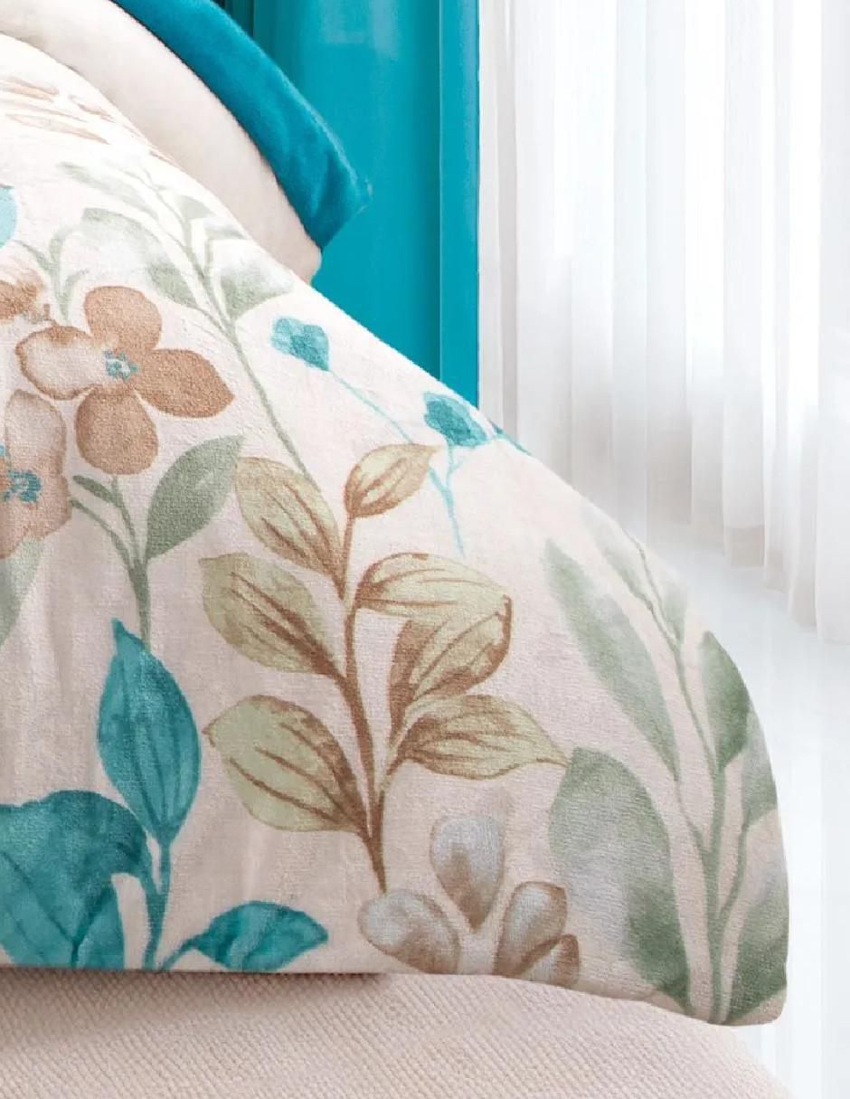 Cobertor luxpuff arrecife estampado floral