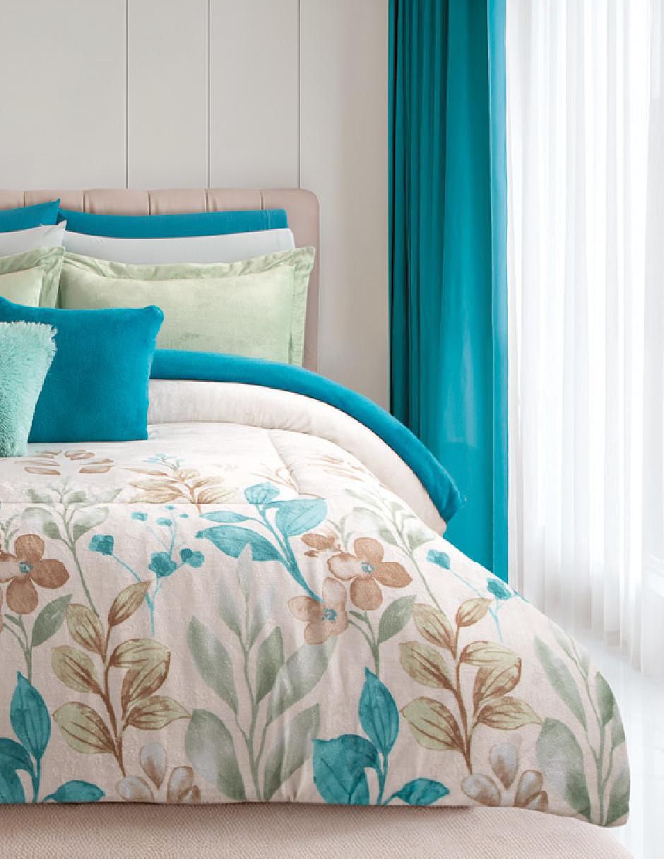 Cobertor luxpuff arrecife estampado floral