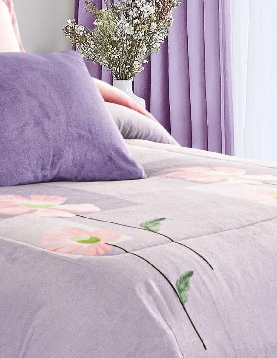 Cobertor dreamy malva danzatta estampado floral