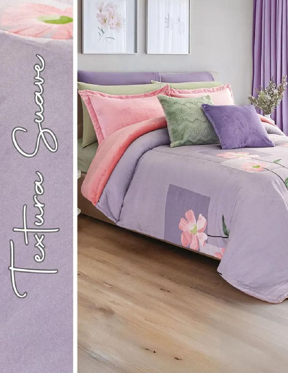 Cobertor dreamy malva danzatta estampado floral