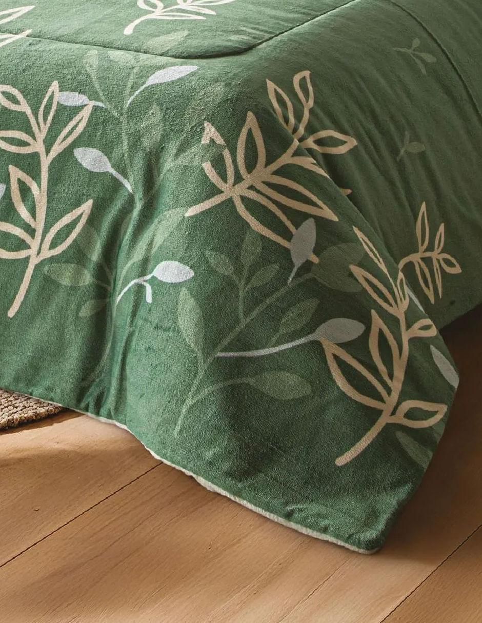 Cobertor luxepuff verde amazonas estampado floral
