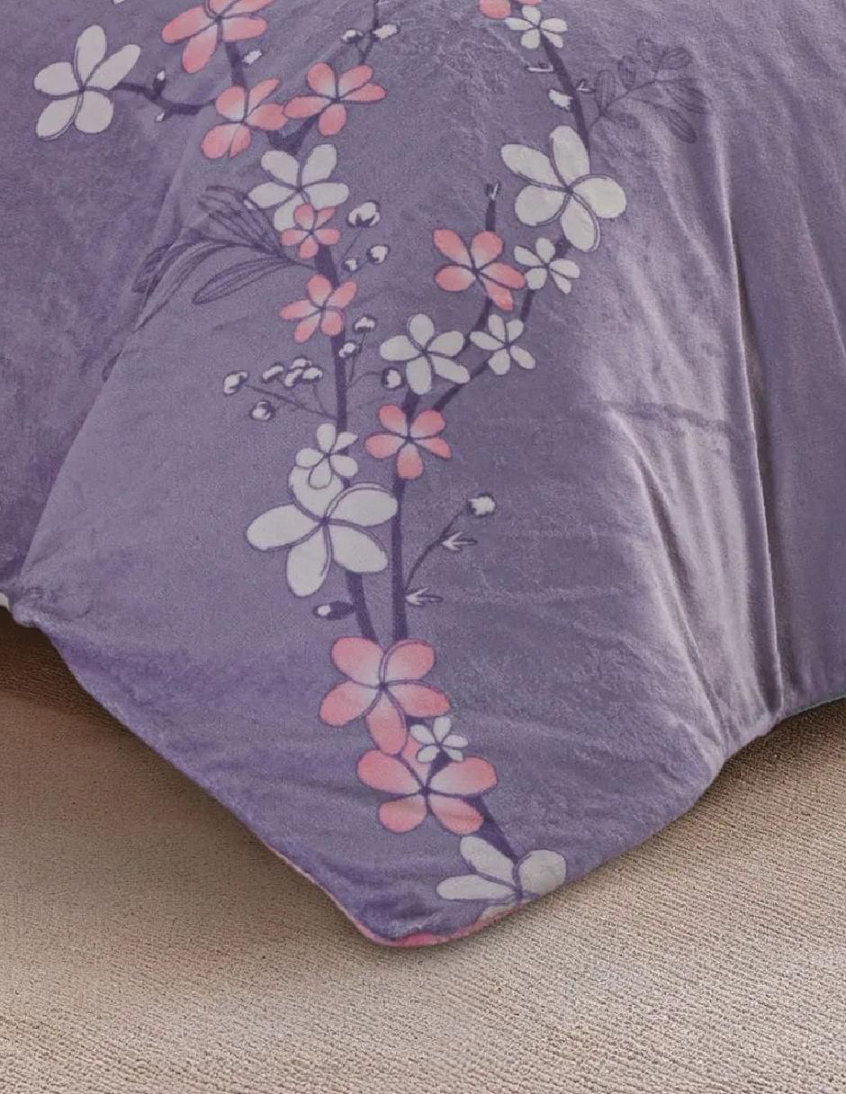 Cobertor luxe fluffy violette estampado floral