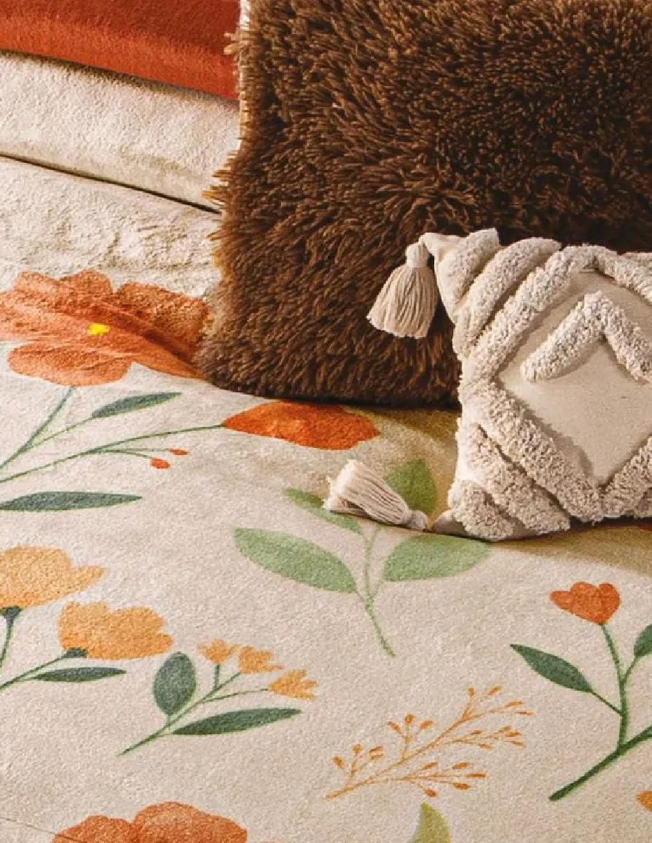 Cobertor luxe cozy rústico estampado floral