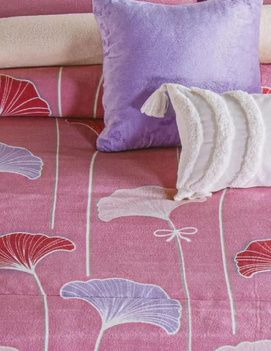 Cobertor fluffy lotus estampado floral