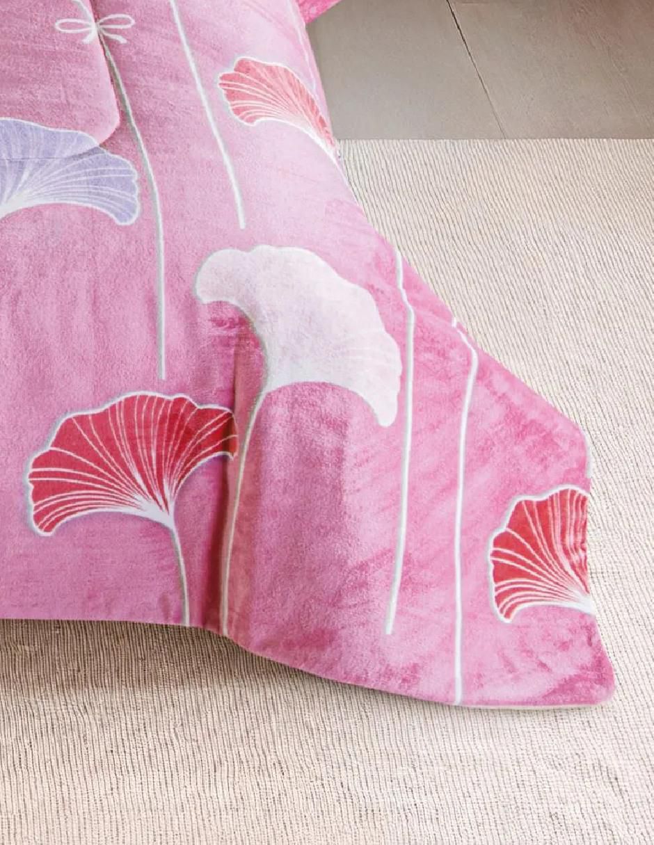 Cobertor fluffy lotus estampado floral