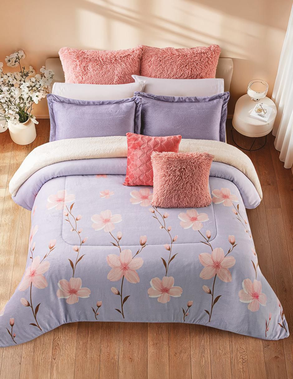 Cobertor fluffy lilac coquette estampado floral Cobertor fluffy lilac coquette estampado floral