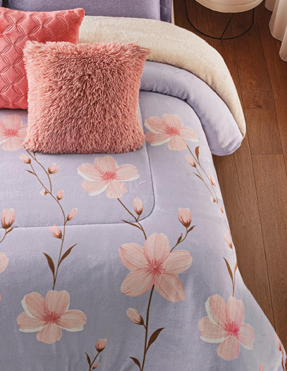 Cobertor fluffy lilac coquette estampado floral