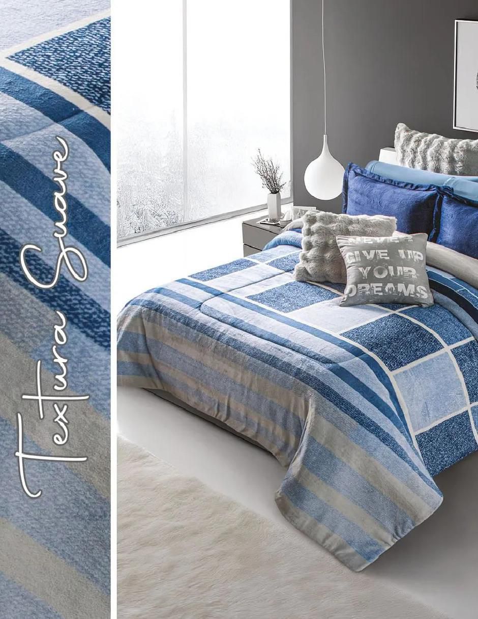 Cobertor winter blue plaid estampado a cuadros