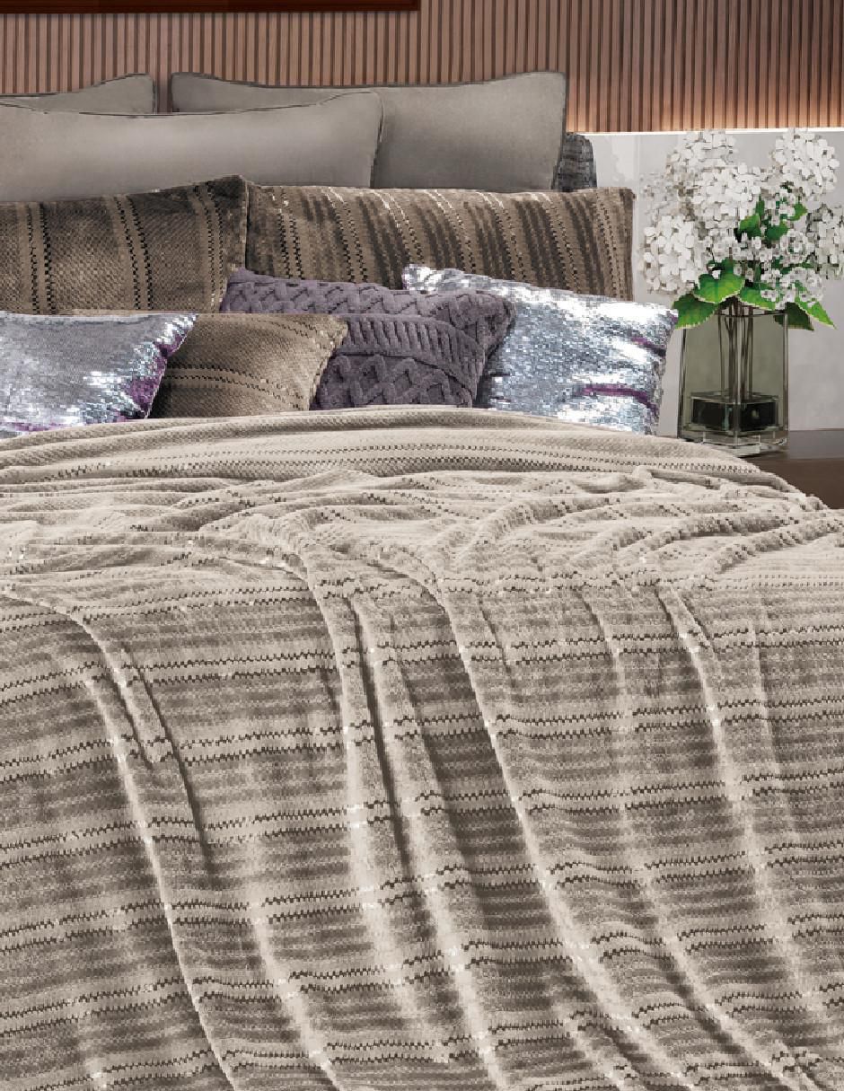 Cobertor Khaki Shine estampado geométrico 3