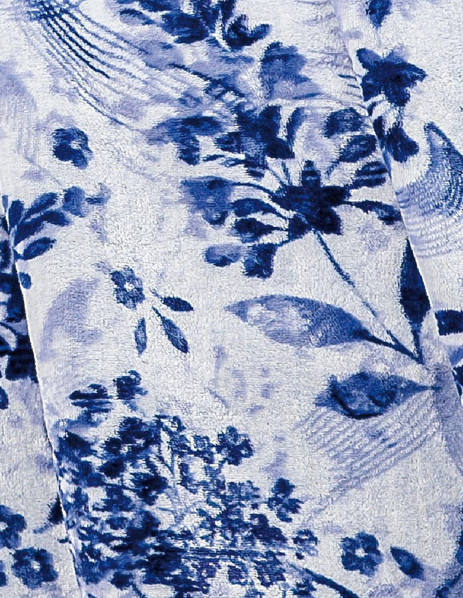 Cobertor Dúo Sherpa Índigo estampado floral 2