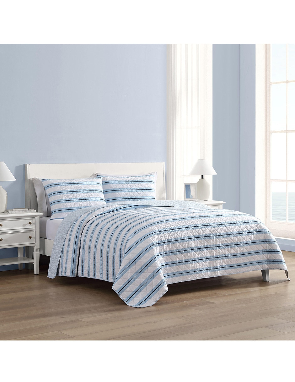 Set de colcha tim stripe sea hydrangea