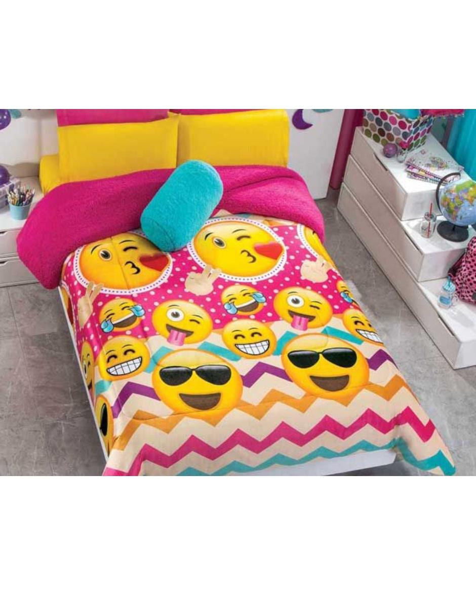 Cobertor con borrega Emojis Pink 1
